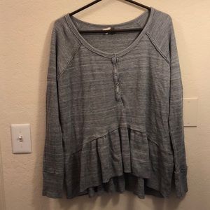 Free People gray thermal ruffle sweater